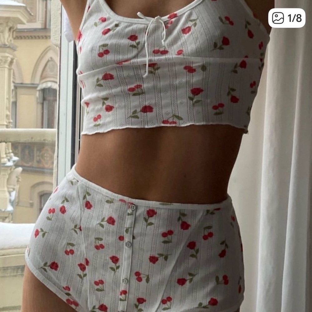 For Love & Lemons cherry rose high waist briefs
